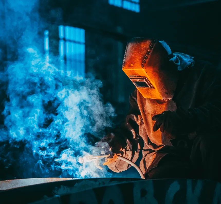 Person welding for labor day