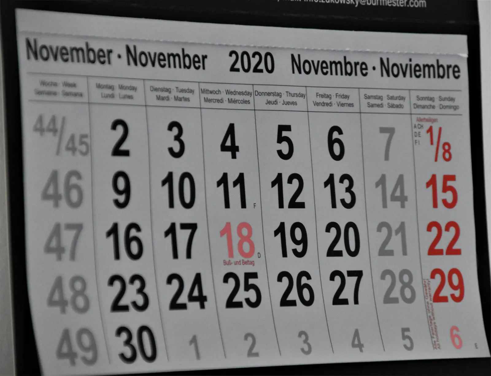 November countdown header photo
