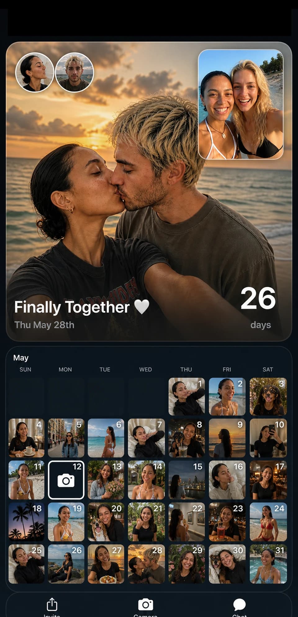 A shared Outside countdown with two members and a photo calendar